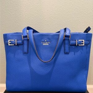 Kate Spade blue pebbled large leather tote